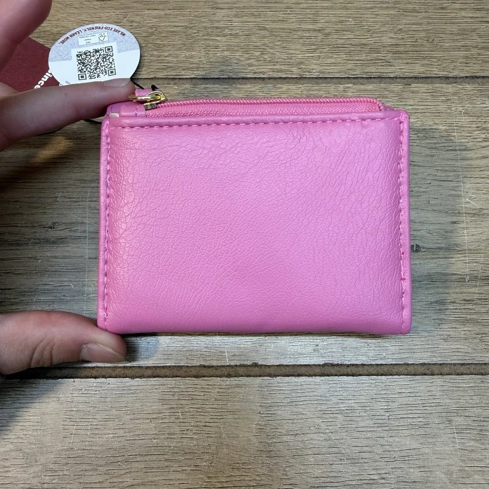 NWT Small Rose Bloom Pink Anna Indexer Rfid Blocking Mundi Mini Snap Wallet